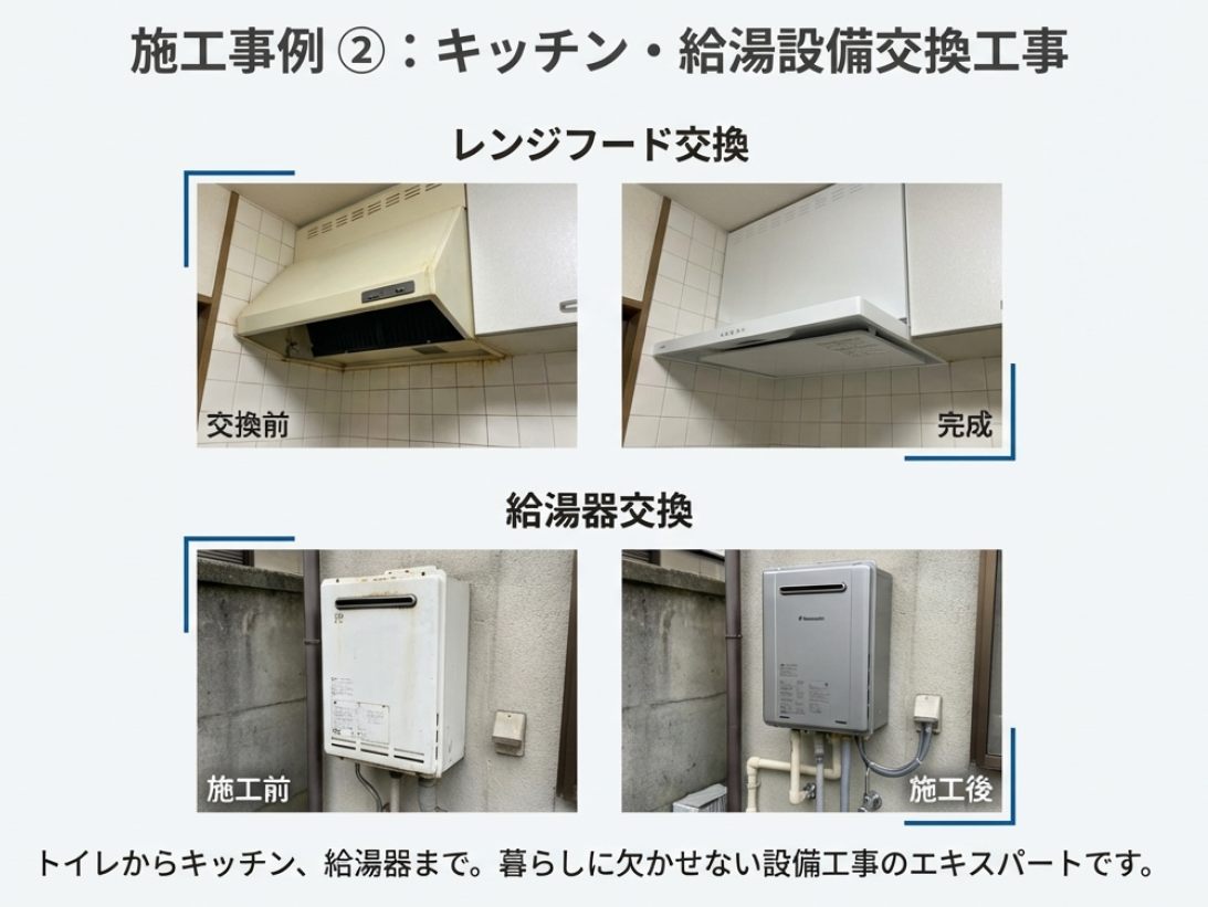 施工事例②：キッチン・給湯設備交換工事